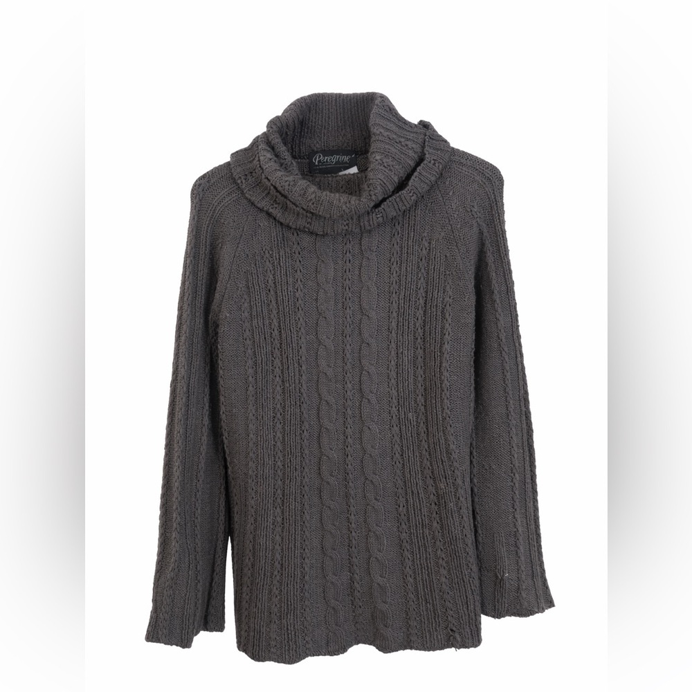 Peregrine 100% Pure New Wool Cable Knit Sweater Made in England Chunky Fisherman